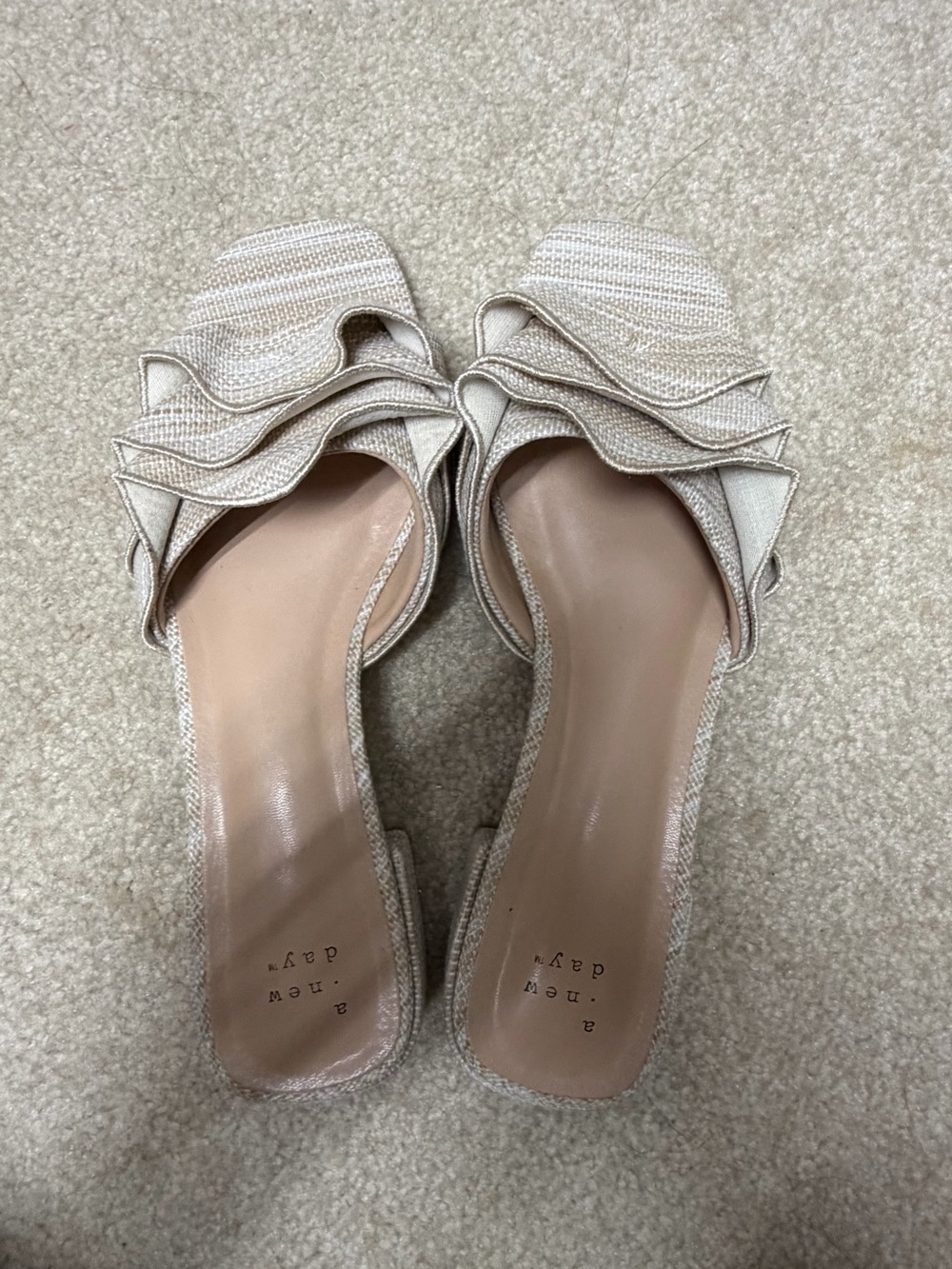 a new day Beige Ruffle Slide Sandals